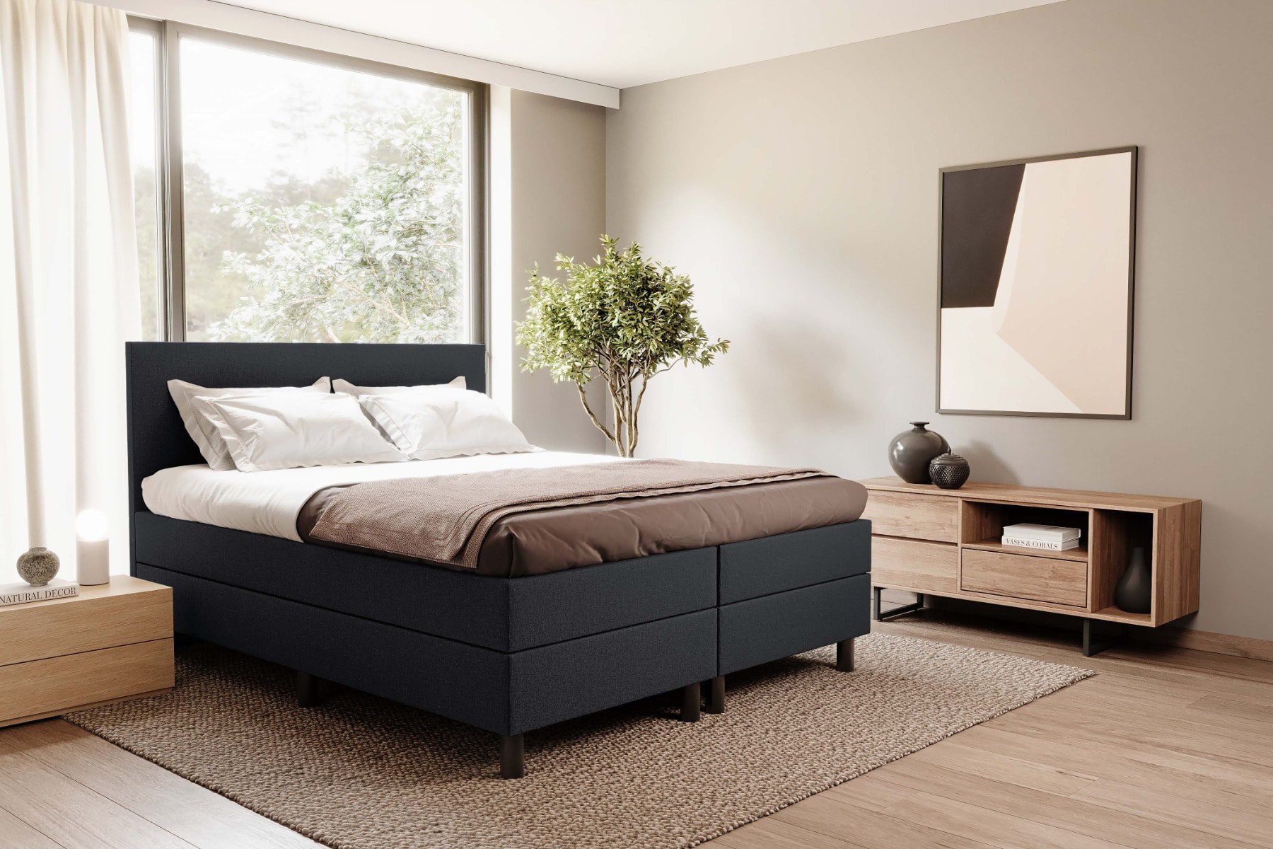 Boxpring Classic - Inari 100 Zwart - 120x200cm - Hardbox - pocket matras - Geen topper - Aanbieding - 7013 main product photo