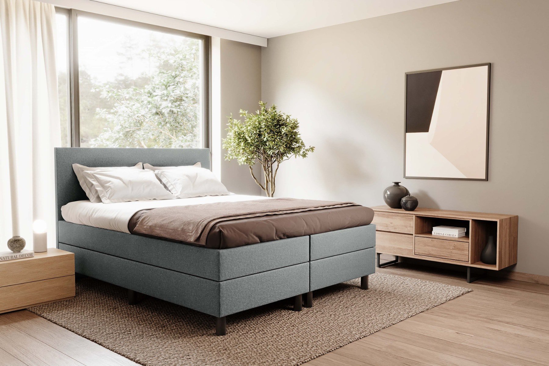 Boxspring Classic - 80x200 cm - Inari 91 Lichtgrijs - Hardbox - Bonellvering matras - Zonder topper - Aanbieding - 3003 main product photo