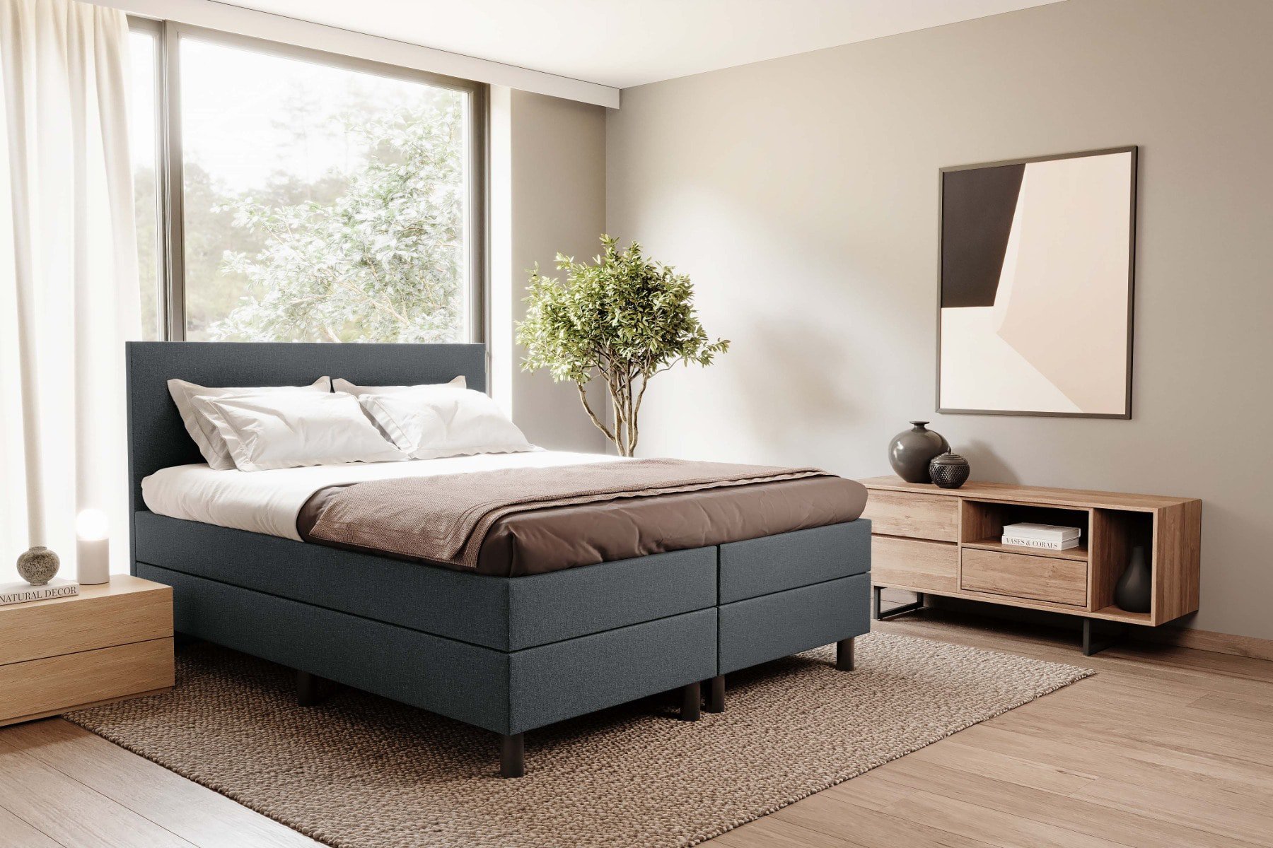 Boxspring Classic - 160x210 cm - Inari 94 Grijs - Hardbox - Pocketvering matras - Geen topper - Aanbieding 6016 main product photo