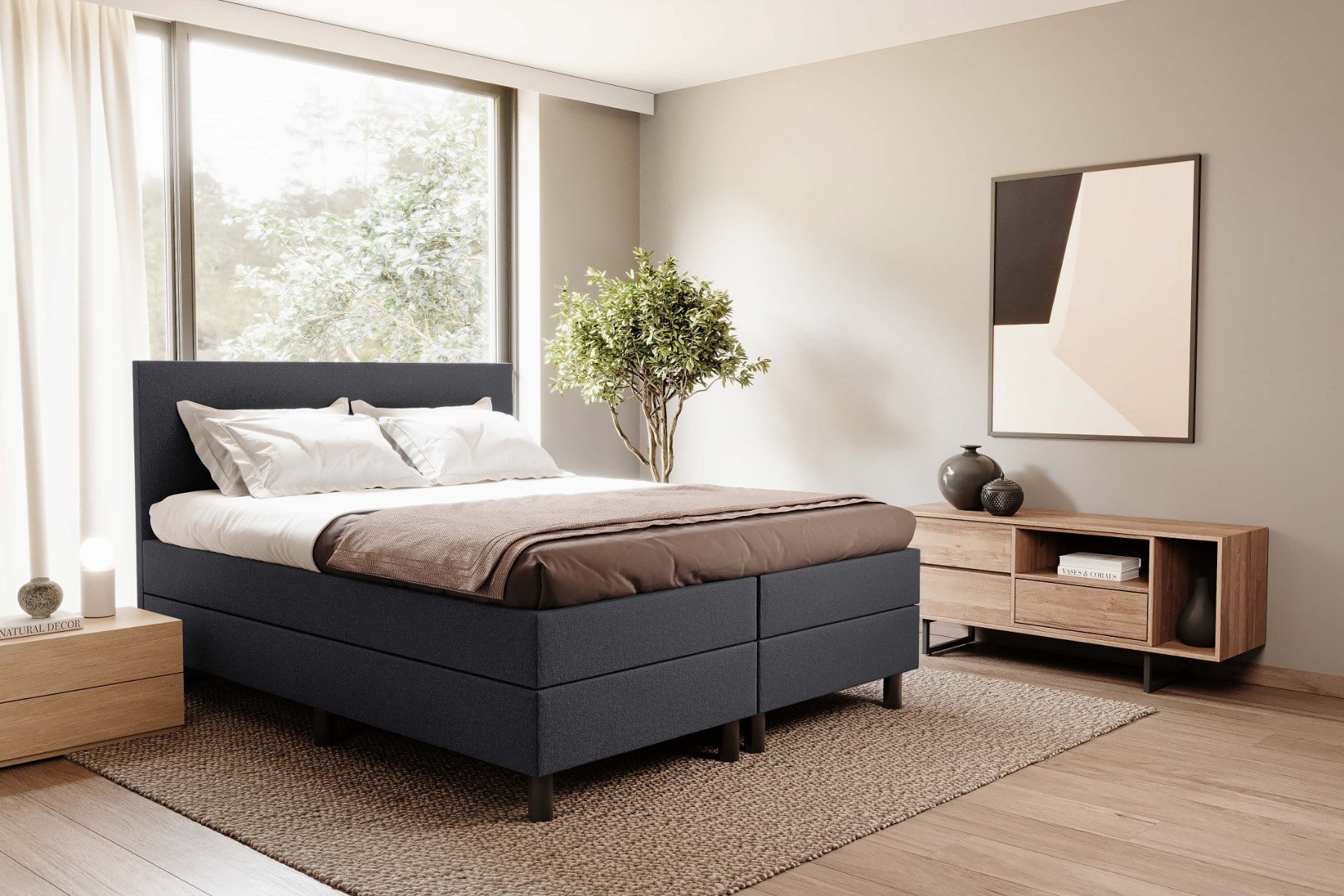 Boxspring Classic - 120x200 cm - Inari 95 Antraciet - Bonellvering matras - Zonder topper - Aanbieding - 6013 main product photo