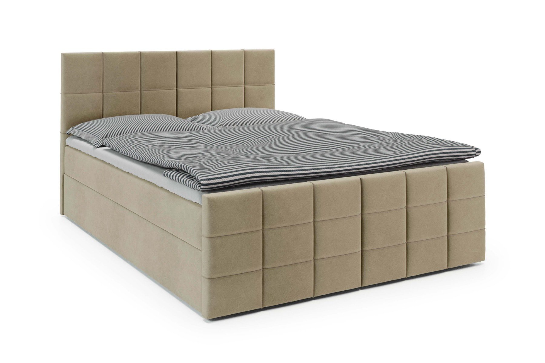 Boxspring met Opbergruimte Berlijn - 180x220 cm - Manila 2 Licht Beige - Bonellvering matras - Koudschuim topper - Aanbieding - 1 main product photo