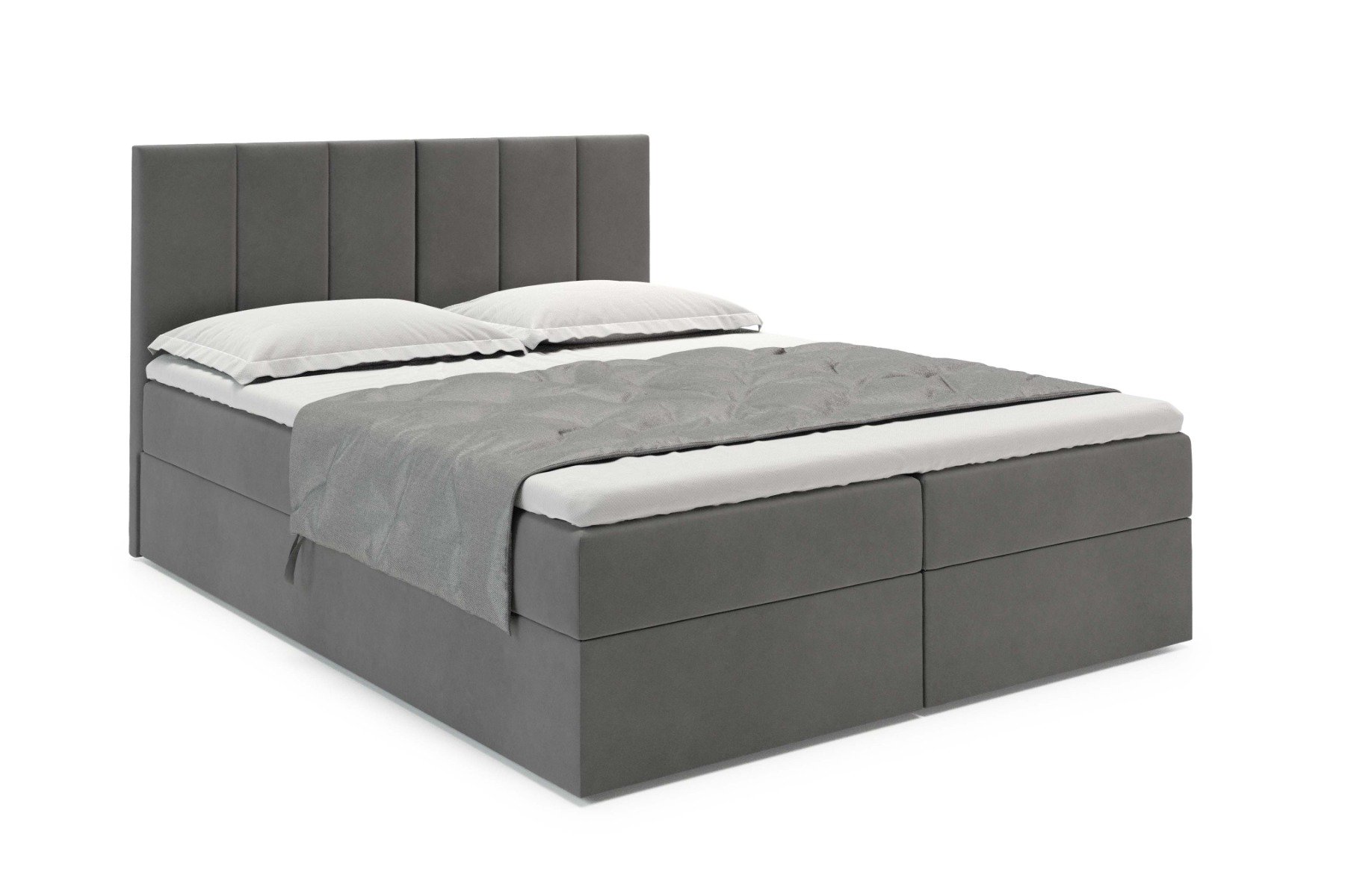 Boxspring Met Opbergruimte Madrid 120x200 - Velvet Bluwel 10 Grijs - Bonellvering Matras - Geen Topper - Aanbieding - 4018 main product photo