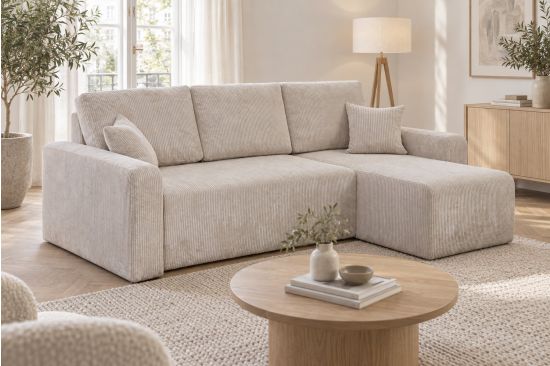 Sevilla - 3-Sitzer Schlafsofa mit Chaise lounge und Stauraum