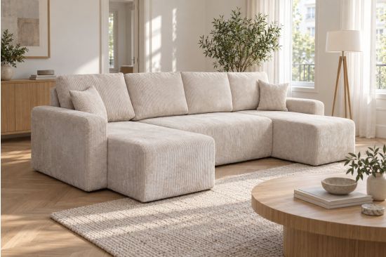 Sevilla - U - Sitzer Schlafsofa mit Stauraum