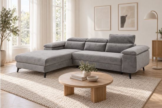 Ecksofa mit Stauraum und Kopfstützen – Modena