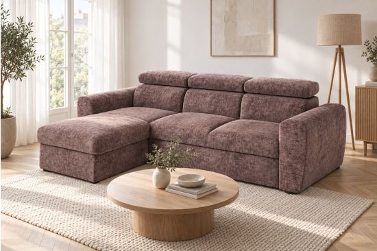 Ecksofa mit Stauraum und Kopfstützen – Vicenza