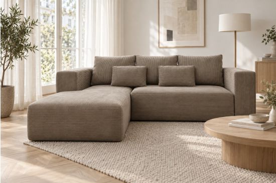 Cord-Ecksofa mit Stauraum – Livorno