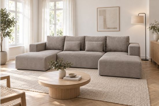 U-Sofa mit Schlaffunktion und Stauraum – Livorno