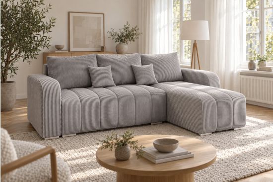Ecksofa mit Schlaffunktion und Stauraum – Brescia