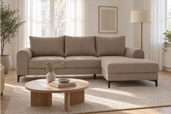Ecksofa mit Stauraum auf goldenen Füßen – Treviso