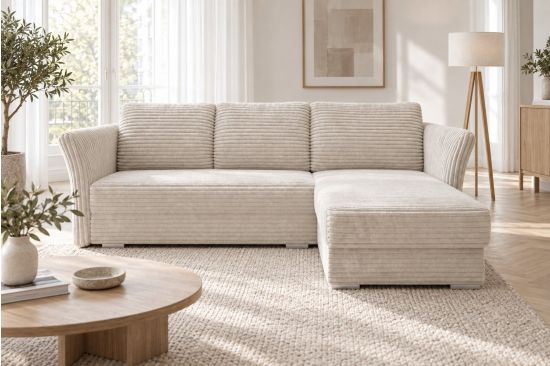 Cord-Ecksofa mit zwei Stauraumfächern – Arezzo