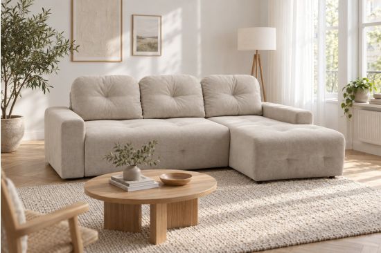 Chenille-Ecksofa mit Stauraum – Varese
