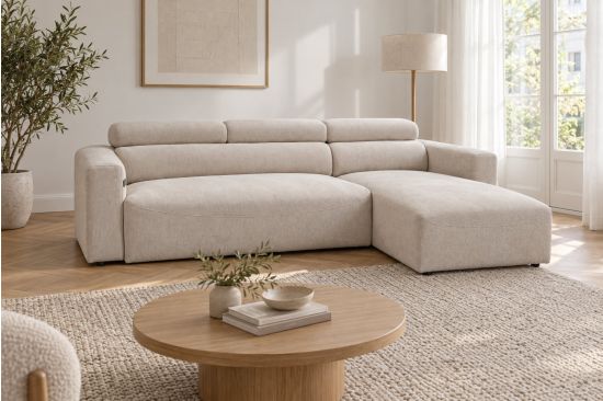 Ecksofa mit elektrischer Schlaffunktion und Stauraum – Salerno