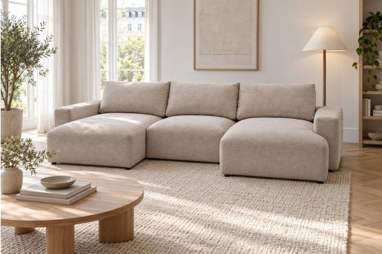 Modulares U-Sofa mit Schlaffunktion und Stauraum – Pescara