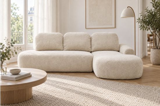 Plüsch-Ecksofa mit Stauraum – Cremona