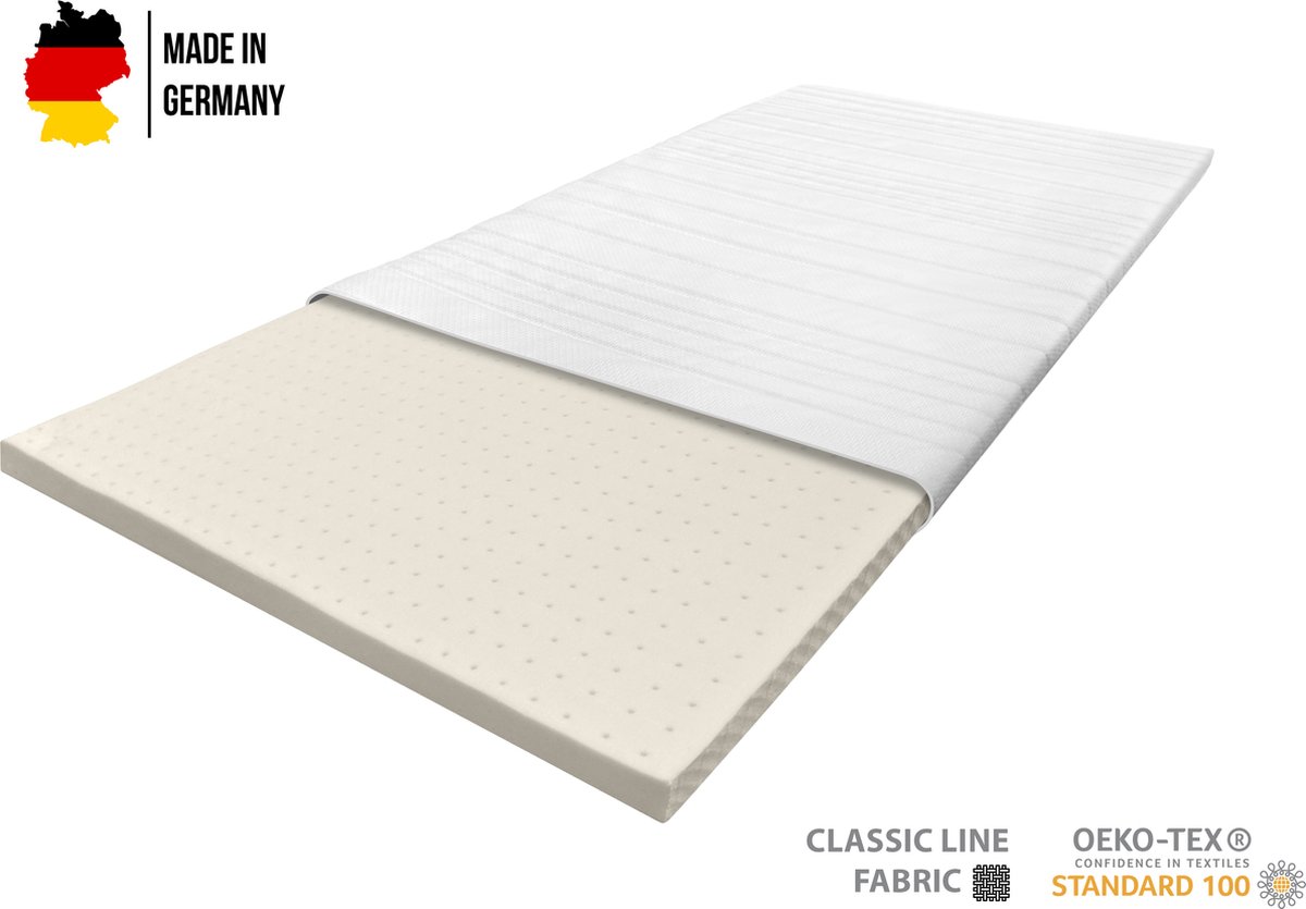 FDM Matrastopper latex matras topper 120x200 cm, hardheidsgraad H3, hoogte ca. 2 cm, geschikt voor mensen met allergieën, Öko-Tex wit FDM Matrastopper latex matras topper 120x200 cm, hardheidsgraad H3, hoogte ca. 2 cm, geschikt voor mensen met allergieën, Öko-Tex wit