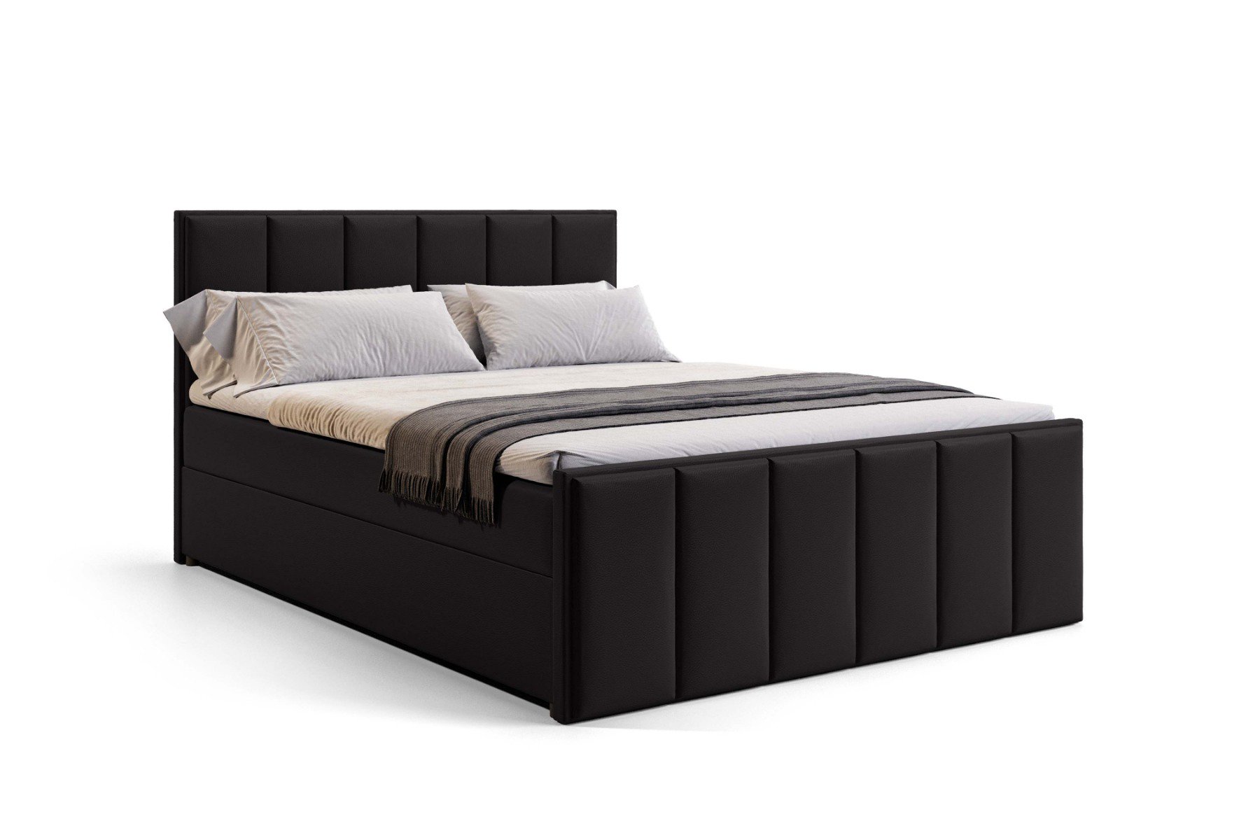 Boxspring met opbergruimte Chicago - 180x200cm - Madryt 9100 Zwart - 7-zone Pocketvering matras - (220 veren per m2) - Classic topper - Aanbieding - 6038 main product photo