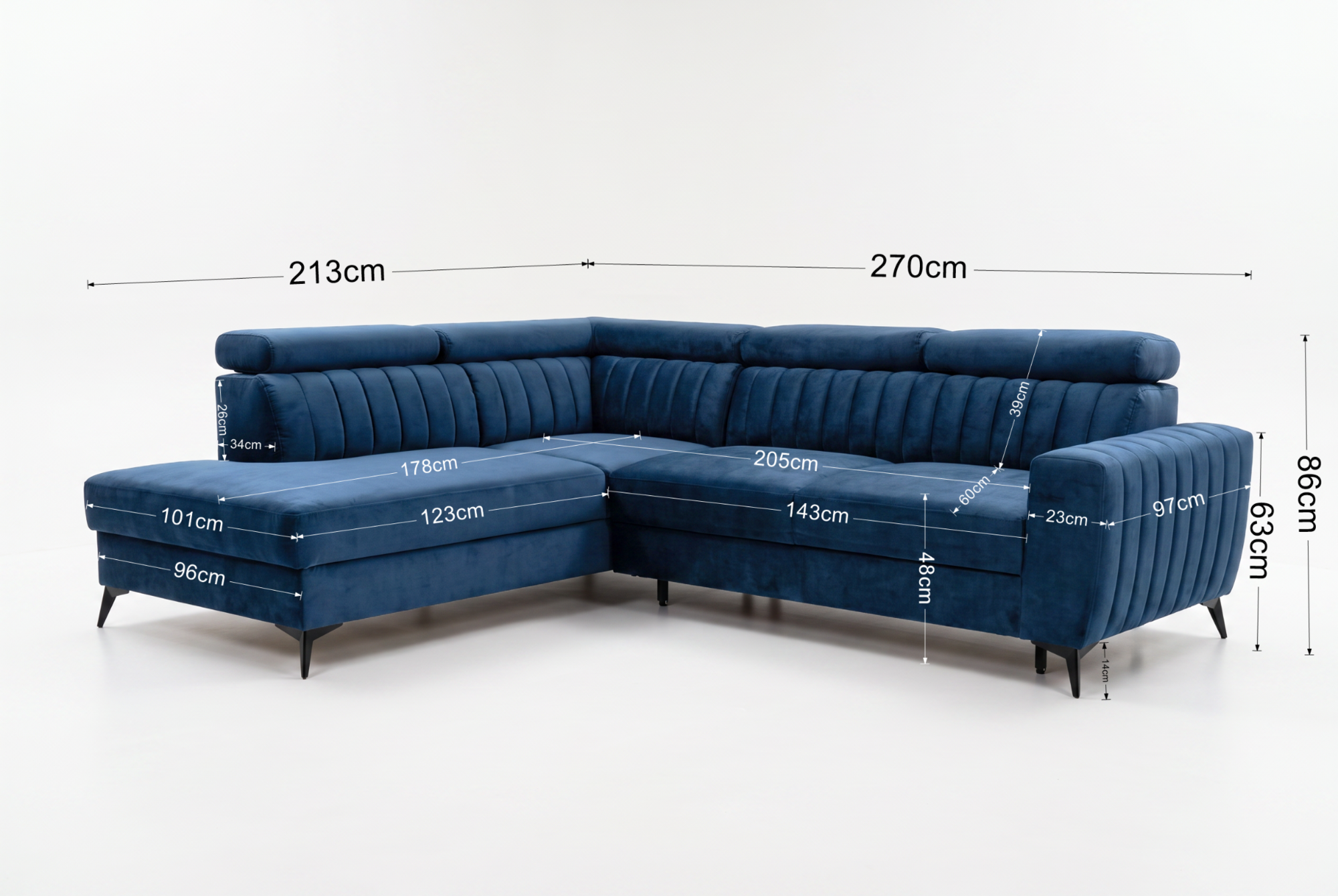 Boxspring Xpert - Hoekslaapbank met chaise longue en opbergruimte - Ravenna