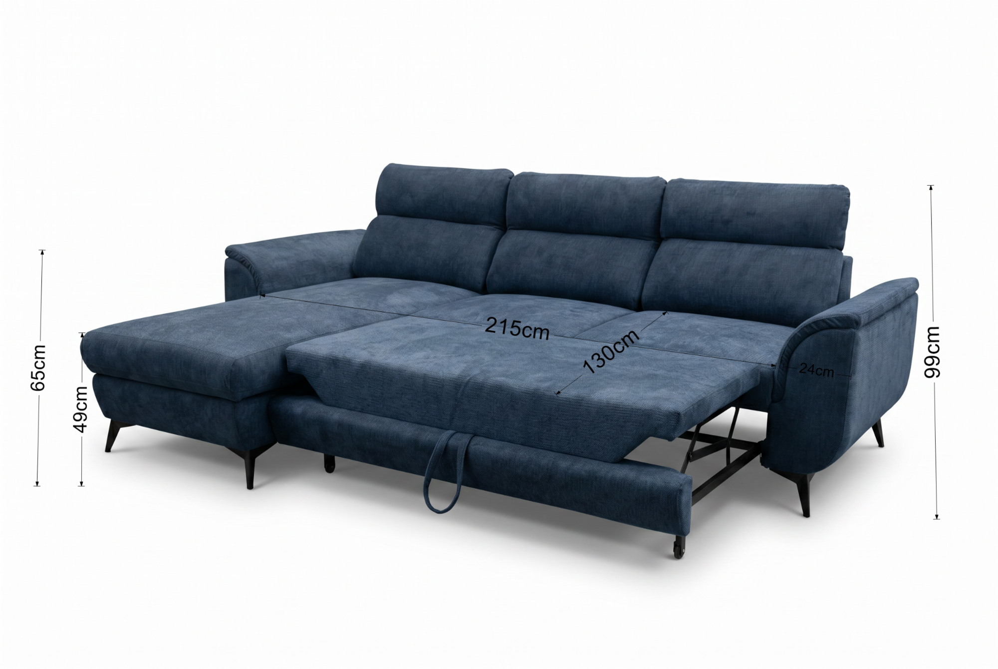 Boxspring Xpert - Hoekslaapbank met chaise longue en opbergruimte - Bergamo