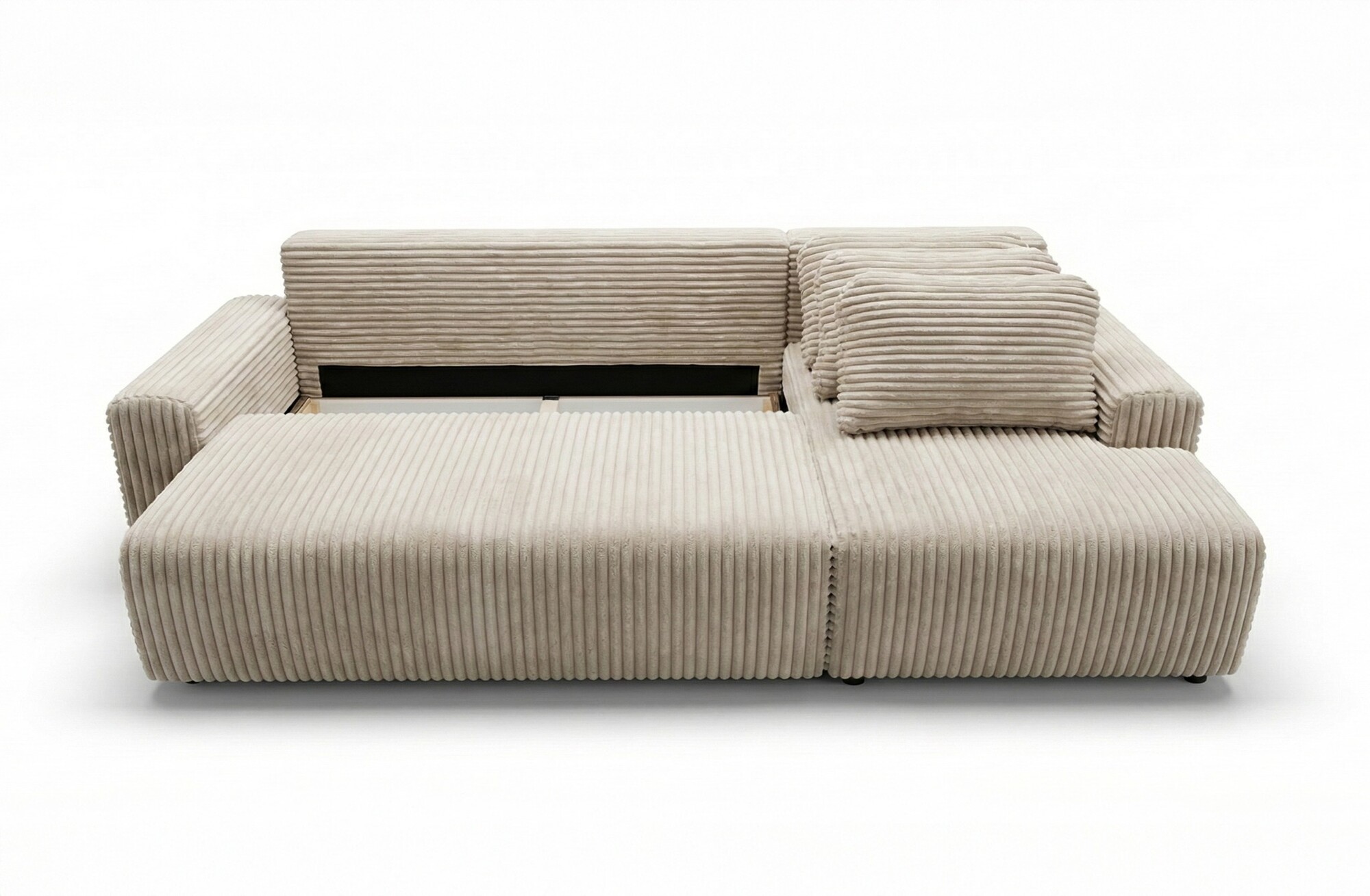 Boxspring Xpert - Ribstof hoekslaapbank met slaapfunctie en opbergruimte - Siena