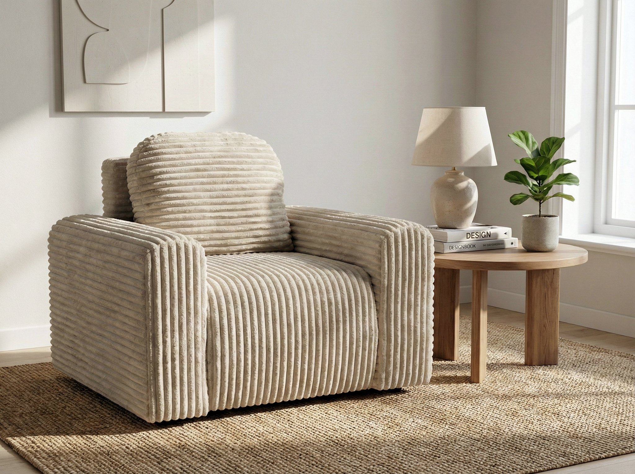 Fauteuil in ribstof – Siena