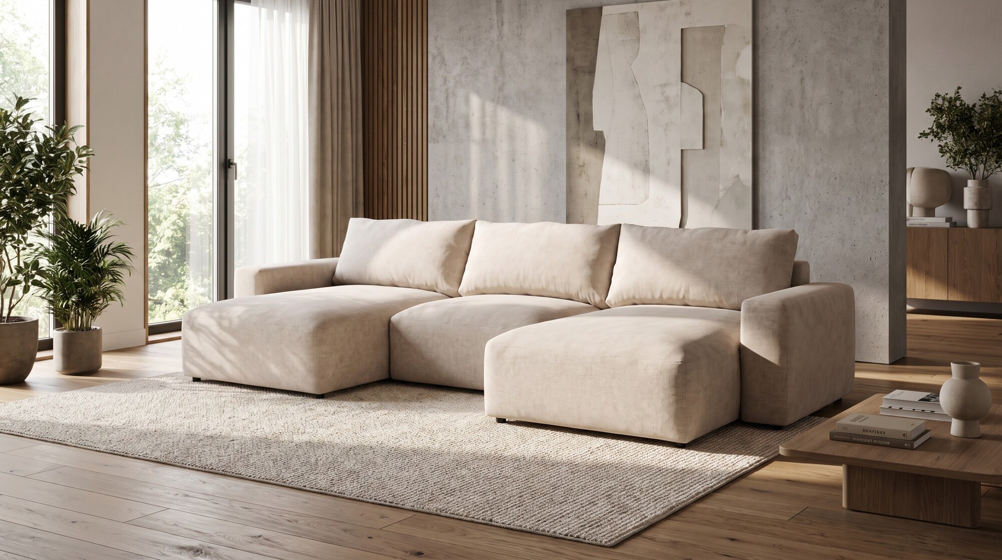 Boxspring Xpert - Modulaire U-vormige hoekslaapbank met opbergruimte - Pescara
