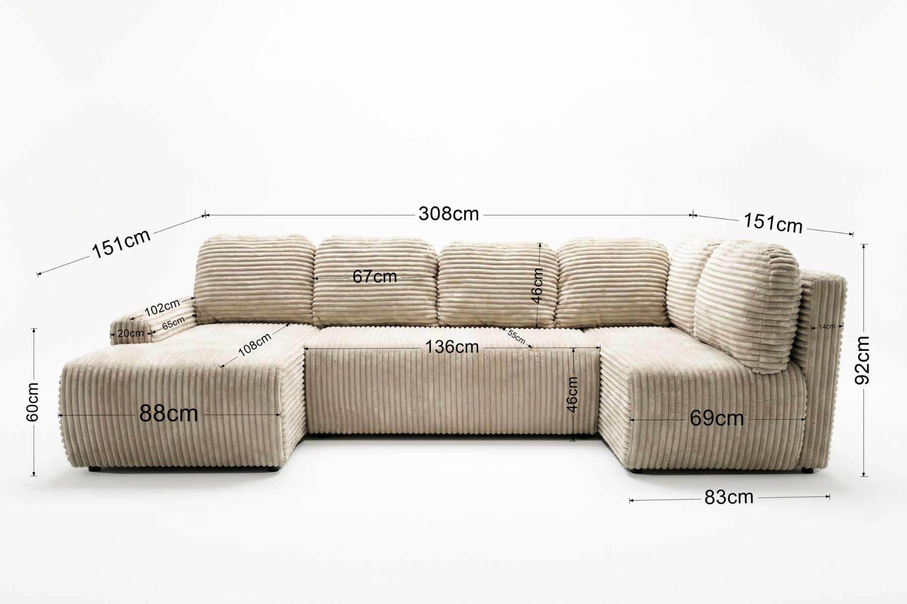 Boxspring Xpert - Hoekslaapbank U-vorm met opbergruimte - Siena