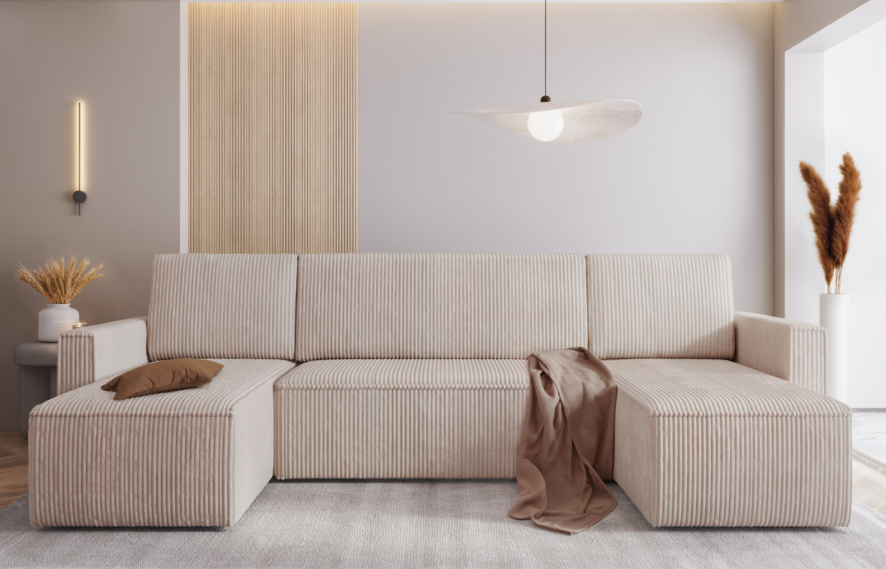 Barcelona - U - Sitzer Schlafsofa mit Stauraum