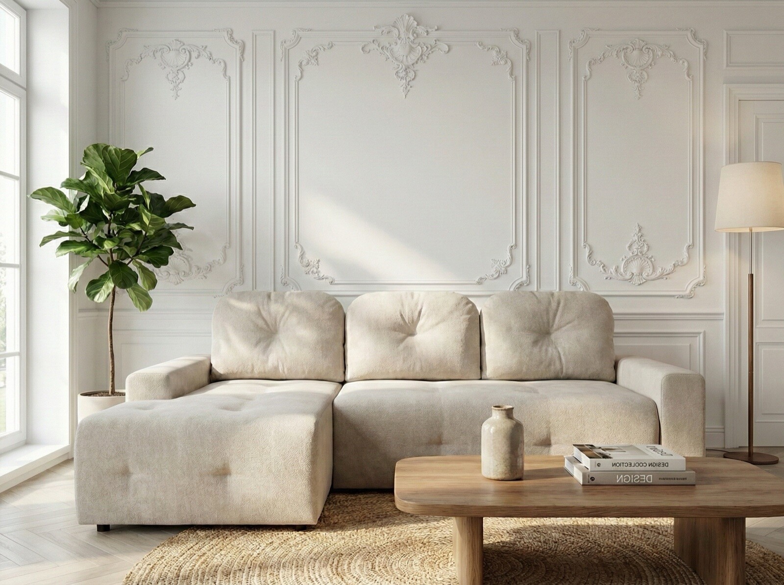 Boxspring Xpert - Chenille hoekslaapbank met opbergruimte - Varese
