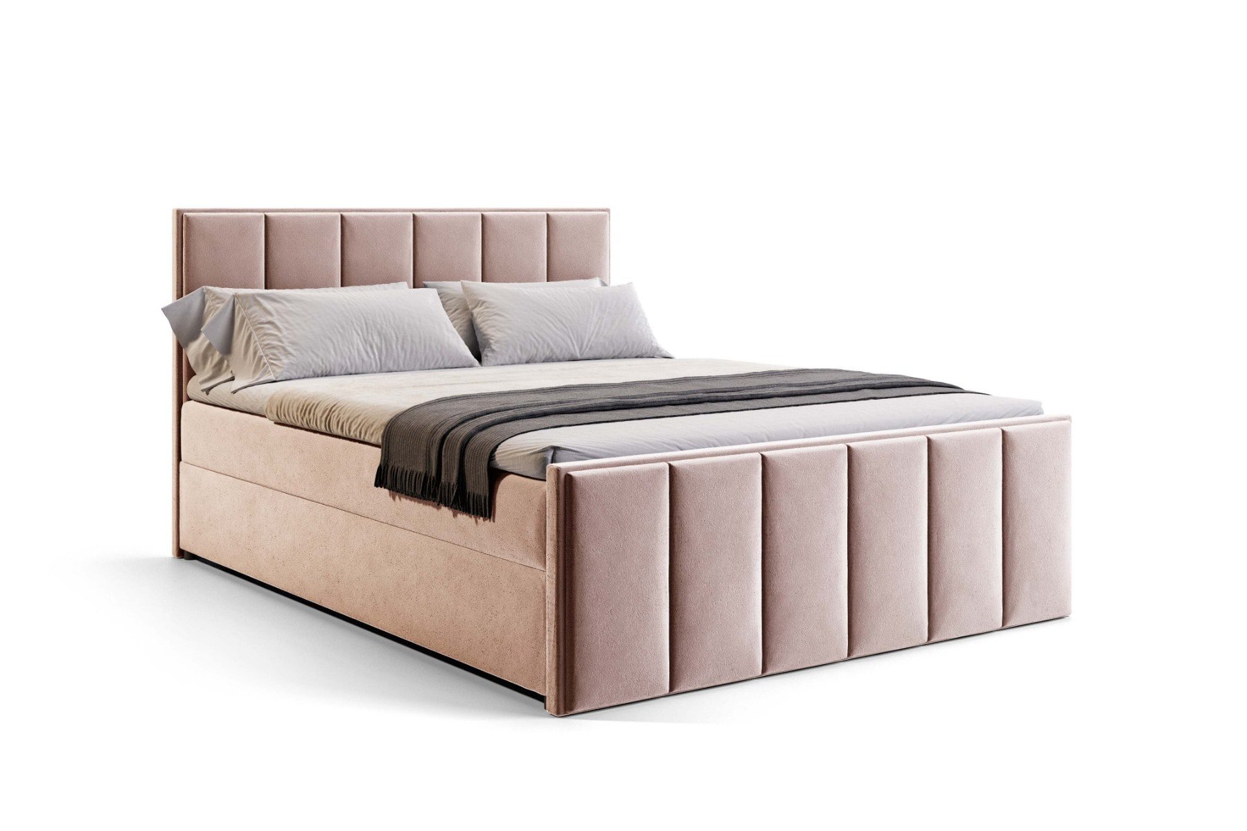 Boxspring Chicago met opbergruimte - 180x200 cm - Bluvel 30 Beige - Pocketvering matras - Geen topper - Aanbieding 6029 main product photo