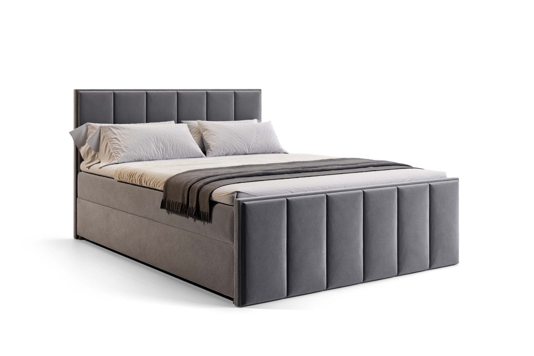 Boxspring met opbergruimte Chicago - 140x200 cm - Bluvel 14 Antraciet - Pocketvering matras - Zonder topper - Aanbieding - 3076 main product photo