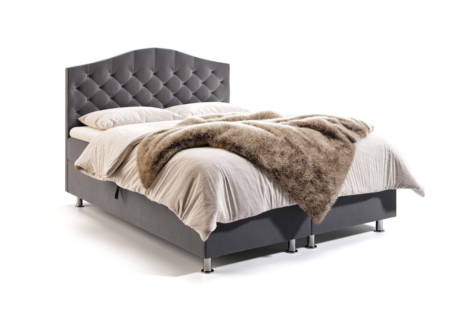 Boxspring met Opbergruimte Lincoln - 90x200cm - Velvet Bluvel 14 Antraciet - Pocketvering matras - Zonder topper - Aanbieding - 7005 main product photo