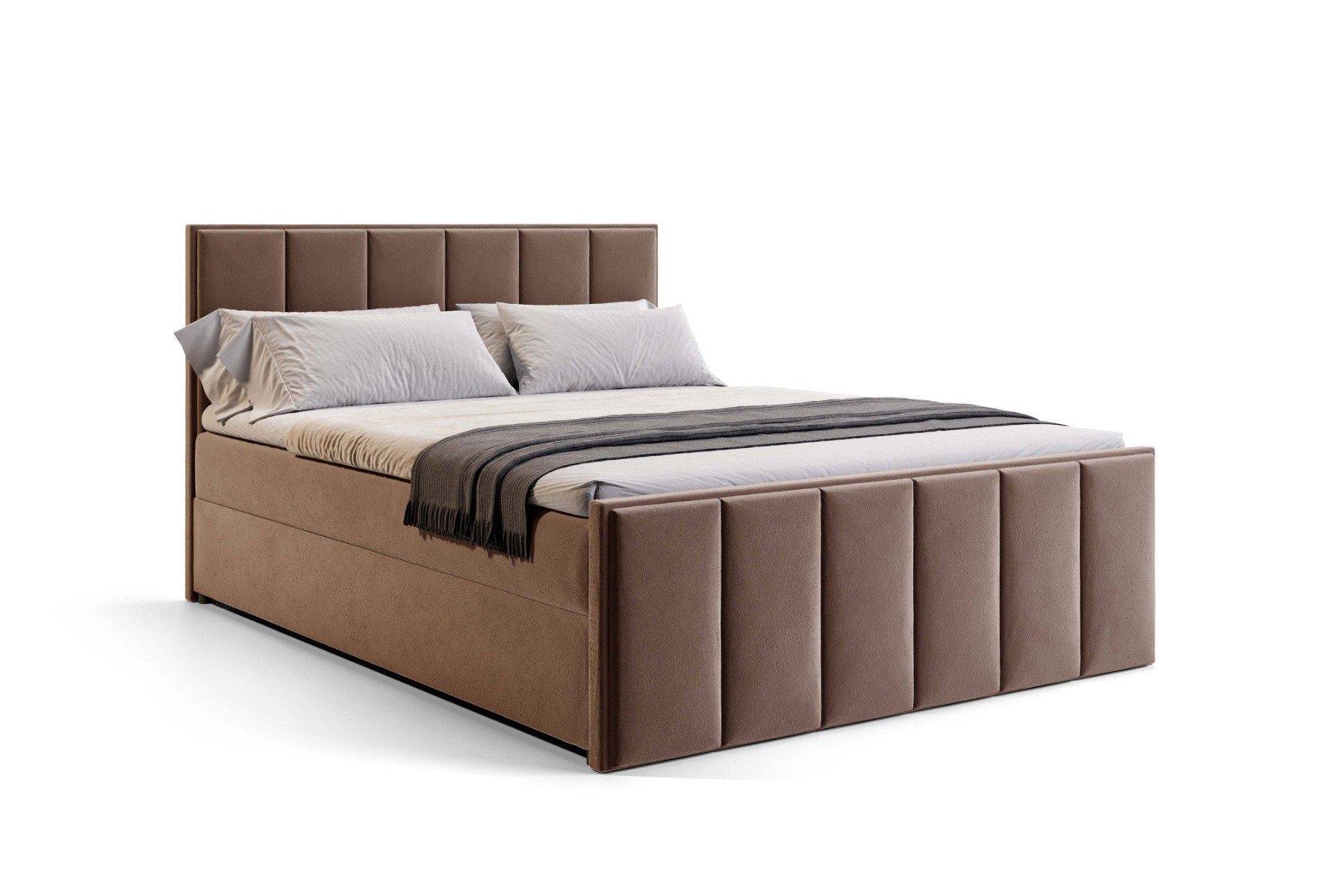 Boxspring met opbergruimte Chicago - 200x200 cm - Velutto 29 Taupe - Pocketvering matras - Geen topper - Aanbieding 6014 main product photo