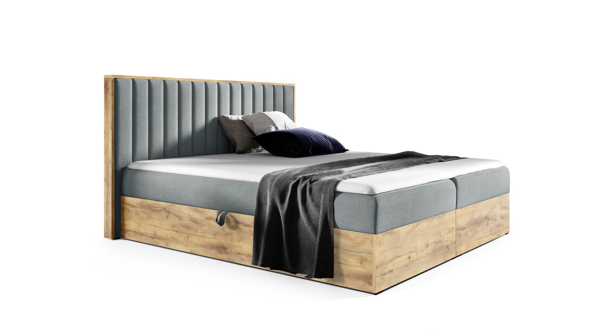 Boxspring Met Opbergruimte Oslo - 180x200cm - Inari Licht Grijs 91 - Bonellvering matras - Classic topper - Aanbieding - ID 136 main product photo