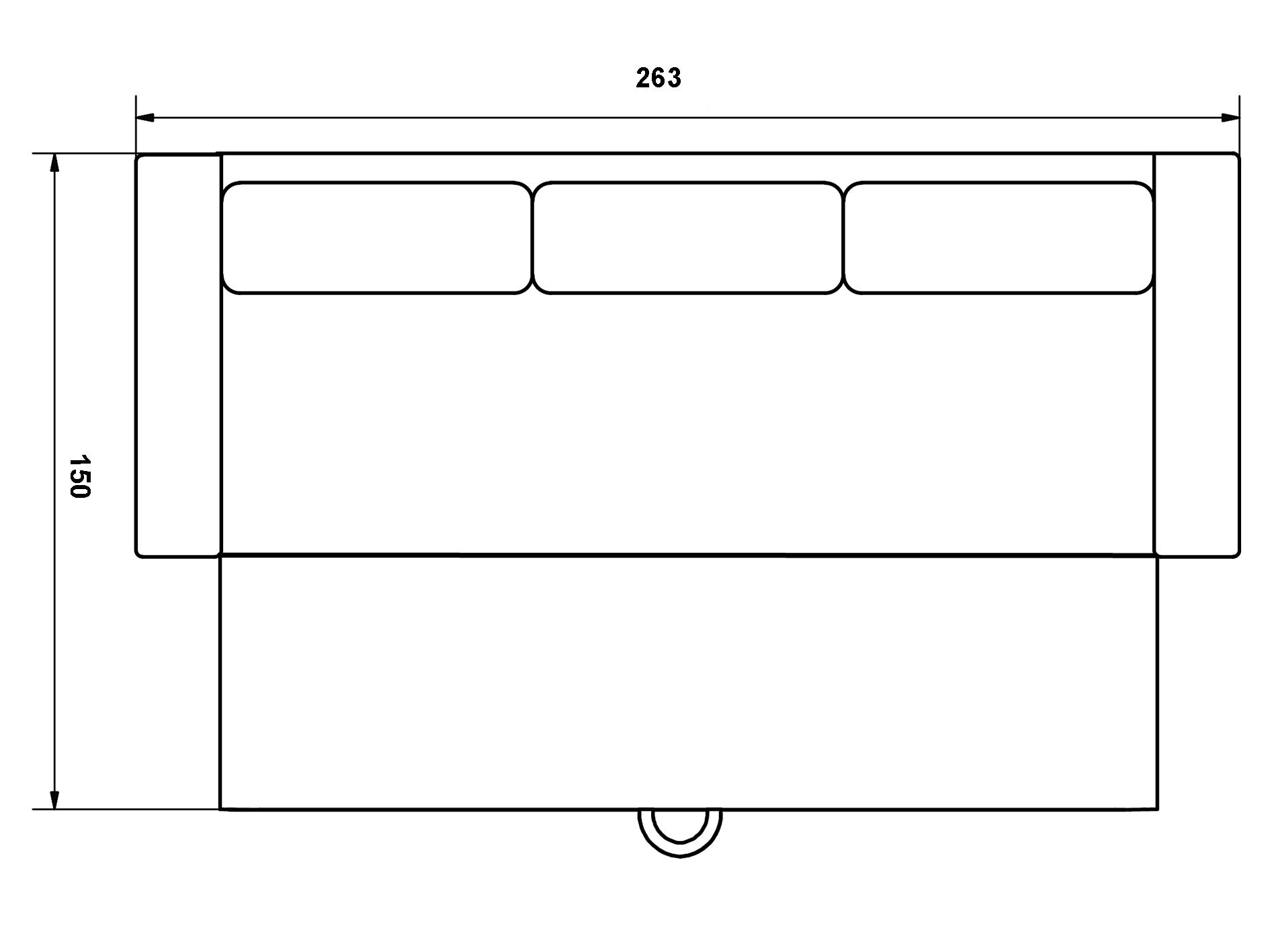 Abmessung 3 sitzer Schlafsofa Storage